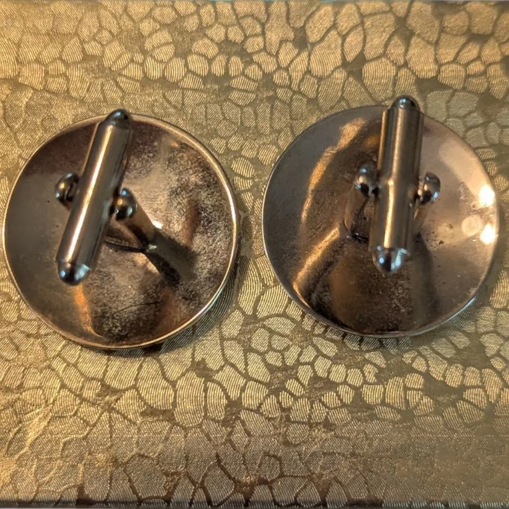 Vintage Alice Embossed Swirls Monogram Styled Gold Tone Cuff Links